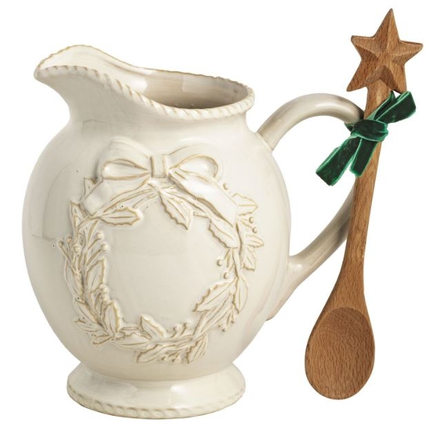 White Christmas Wreath Pitcher