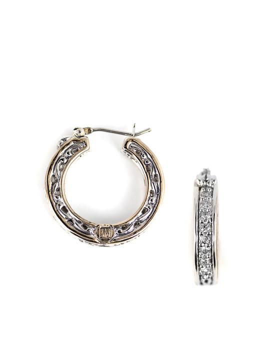 John Medeiros Lattice Collection Palermo Edition Two Tone Pavé Small Hoop Earrings