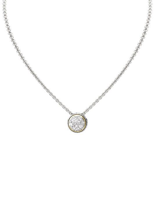John Medeiros Oval Link Collection Lanna Solitaire Pavé Necklace