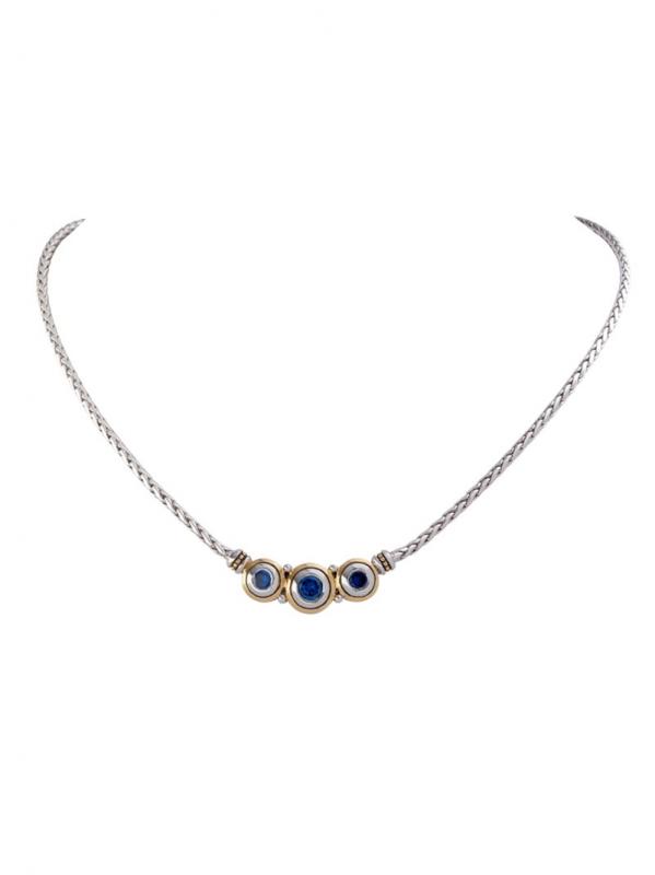 John Medeiros Three Stone Sapphire Necklace