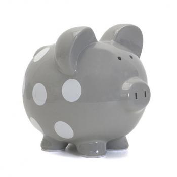 Child to Cherish Polka Dot Piggy Bank - Gray