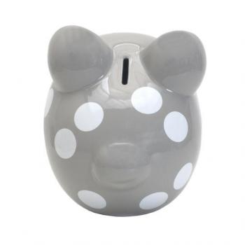 Child to Cherish Polka Dot Piggy Bank - Gray