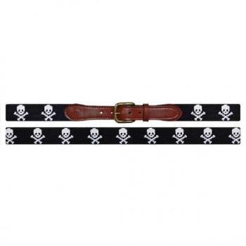 Jolly Roger (Black) Needlepoint Belt