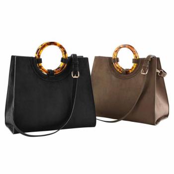 Mud Pie Suede Circle Handle Tote