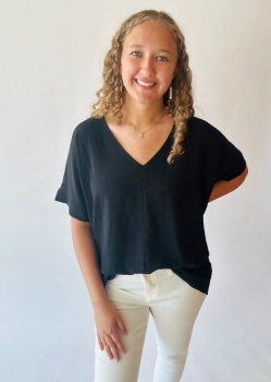 Plus Airflow V-Neck Dolman Top - Black