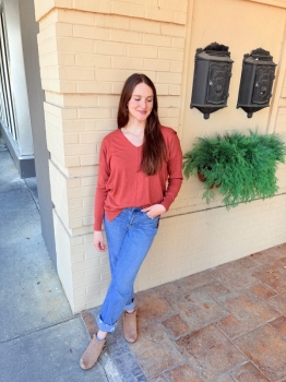 Super Soft Front Seam Sweater - Rust