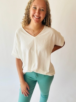 Airflow V-Neck Dolman Top - Off White