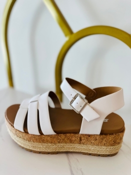 Soda Tabata Espadrille Cork Platform Sandal - White