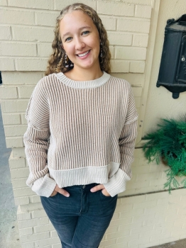 Striped Sweater Top - Ecru