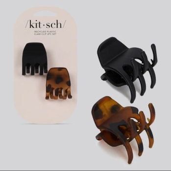 Kitsch Eco-Friendly Medium Claw Clips 2pc Set - Black & Tort