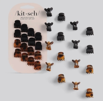 Kitsch Recycled Plastic Micro Classic Claw Clips 16pc Set - Black/Tort