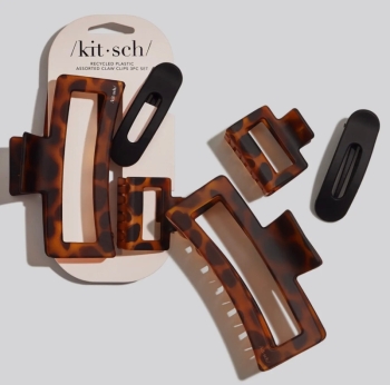 Kitsch Recycled Plastic Assorted Claw Clips - Rectangle Open Shape