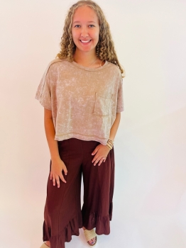 Mineral Washed Oversized Top - Taupe