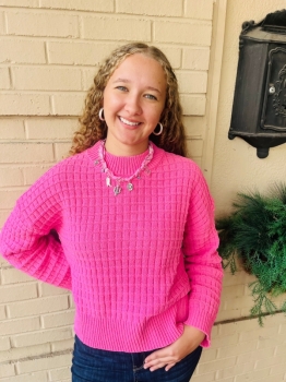 Oversized Textured Solid Knit Sweater - Pink