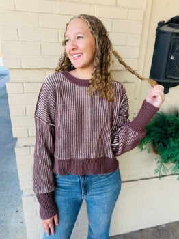 Striped Sweater Top - Chocolate