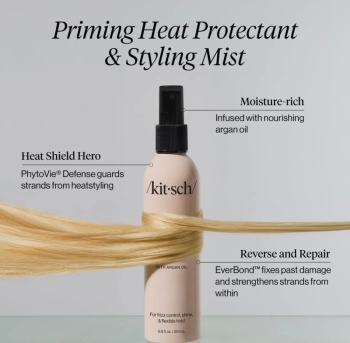 Kitsch Heat Protection Spray for Hair –Shield Strands | Heat Protectant Hair Spray & Styling Mist with Argan Oil, Frizz Control & UV Protection