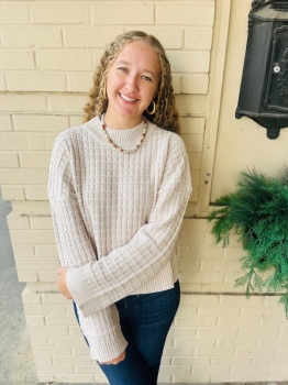 Oversized Textured Solid Knit Sweater - Ecru