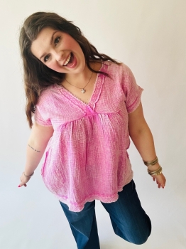Washed Gauze Top - Candy Pink