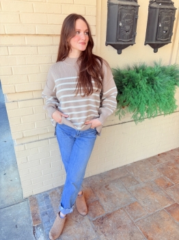 Striped Oversized Sweater - Ash Mocha