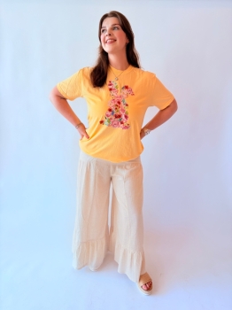 Floral Easter Bunny Graphic Tee - Butter