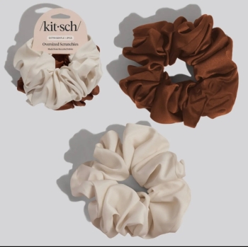 Kitsch Cream & Camel Oversized Scrunchies