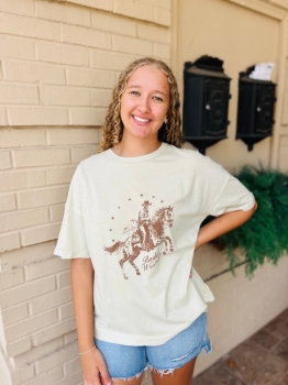 Western Relaxed Short Sleeve Tee - Oatmeal