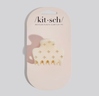 Kitsch Recycled Plastic Rhinestone Medium Puffy Claw Clip - Ivory