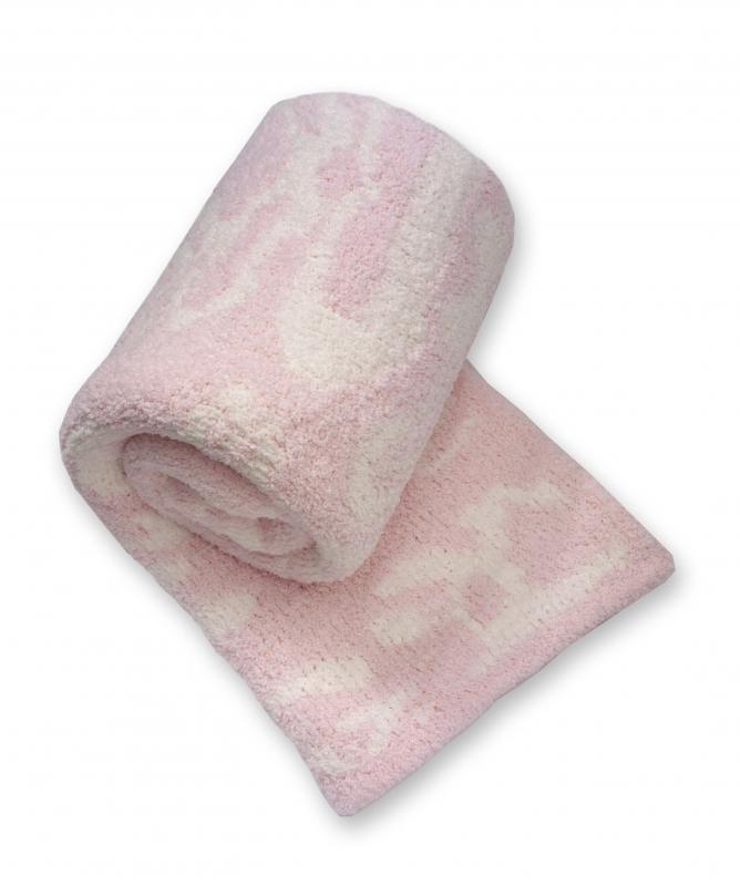 Pink and Creme Damask Throw