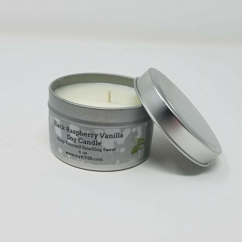 Black Raspberry Vanilla - Scented Soy Candle in Tin with Lid