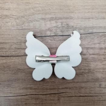Butterfly Bow Hair Clip - Cherry Blossom Faux Leather