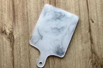White and Metallic Gray Marble Resin Charcuterie Serving Board