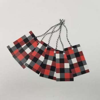 Checkered Buffalo Plaid Gift Tags - Set of 6 - Black, Red, White