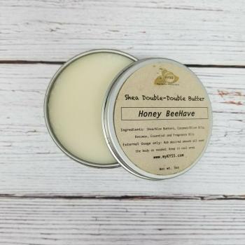 Shea and Aloe Double-Double Body Butter in Travel Tin - Available in 3 Scents - Bella Amour, Blacque Tie, and Honey BeeHave