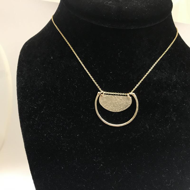 Gold filled Horseshoe and Disc Necklace
