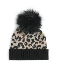 Blush Leopard Print Pom Pom Hat