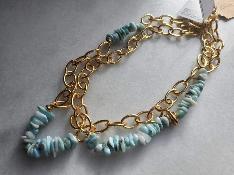 Larimar & Gold Chain Necklace