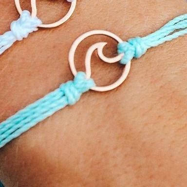 Pura Vida Rose Gold Wave Charm in Seafoam