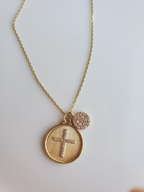 Gold Cross Charm Necklace