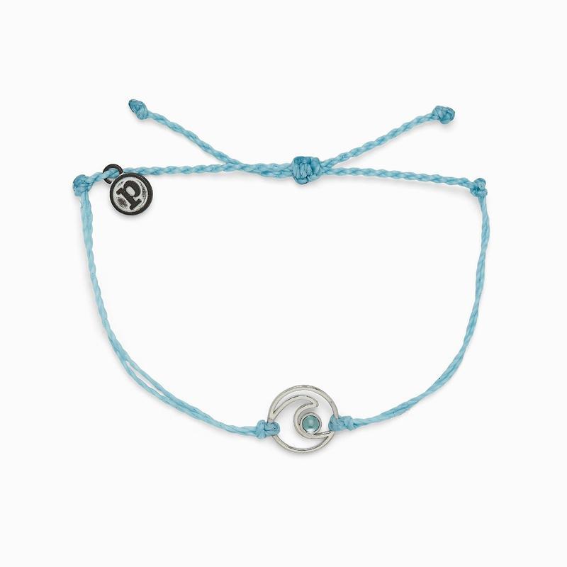 Pura Vida Shimmering Wave Charm Crystal Blue Bracelet