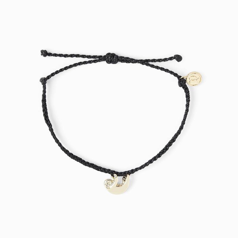 Pura Vida Save the Sloths Charm Black Bracelet