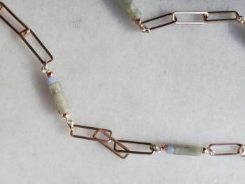 Labradorite & Agate Paperclip Chain Necklace