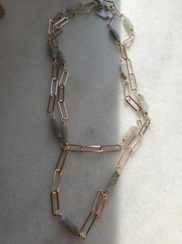 Labradorite & Agate Paperclip Chain Necklace