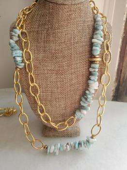 Larimar & Gold Chain Necklace