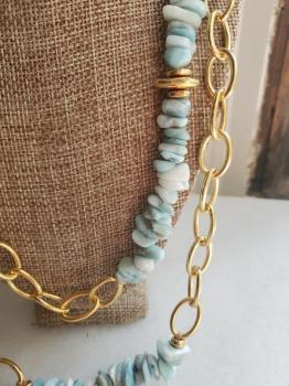 Larimar & Gold Chain Necklace