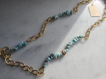 Larimar & Gold Chain Necklace