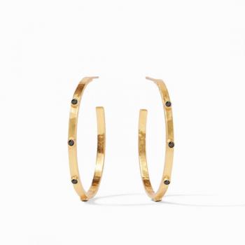 Julie Vos Crescent Stone Hoop with Obsidian Black - Size Medium