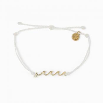Pura Vida Gold Delicate Wave Bracelet in White