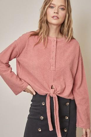 BOTTOM TIE TERRY TEXTURE SHIRT