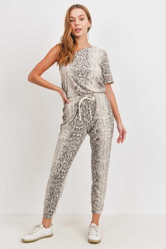 Snake Off The Shoulder Jumpsuit
