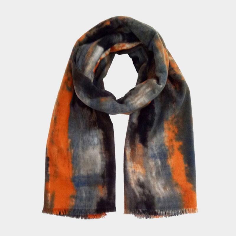 oblong multi color water brushed scarf
